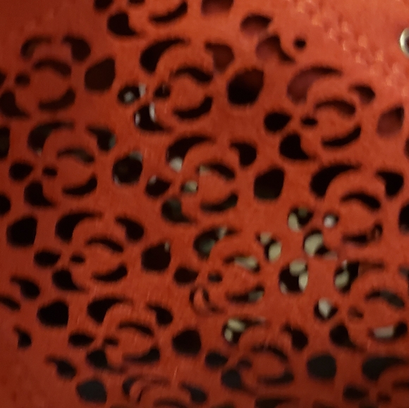 BEARPAW Rust Red/Orange Floral Cutout Sneakers - Picture 7 of 11